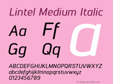 Lintel Medium Italic Version 1.001; Fonts for Free; vk.com/fontsforfree Font Sample