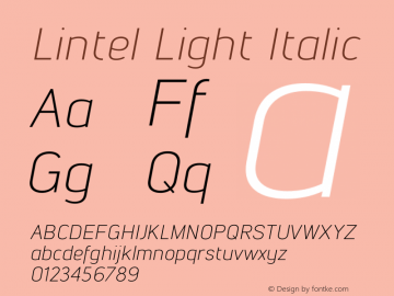 Lintel Light Italic Version 1.001; Fonts for Free; vk.com/fontsforfree Font Sample