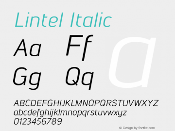Lintel Italic Version 1.001;PS 001.001;hotconv 1.0.70;makeotf.lib2.5.58329 Font Sample