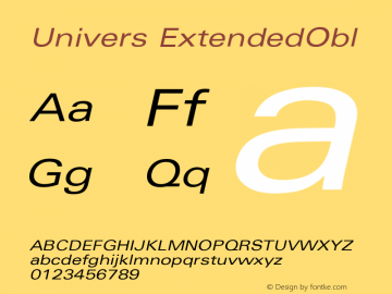 Univers ExtendedObl Version 001.001 Font Sample