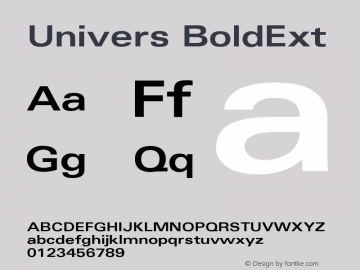 Univers BoldExt Version 001.001 Font Sample