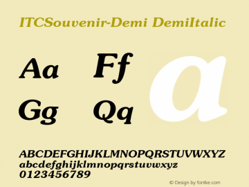 ITCSouvenir-Demi DemiItalic Version 1.00 Font Sample