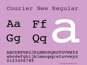 Courier New Regular Version 1.0 Font Sample