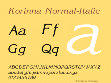 Korinna Normal-Italic 001.000 Font Sample