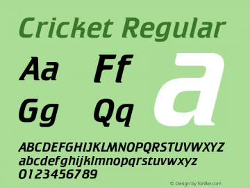 Cricket Regular OTF 1.0;PS 001.000;Core 116;AOCM 1.0 28 Font Sample