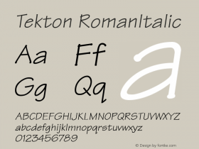 Tekton RomanItalic Version 1.00图片样张