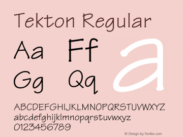 Tekton Regular 001.001 Font Sample