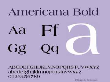 Americana Bold Version 003.001 Font Sample
