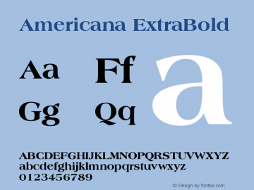Americana ExtraBold Version 003.001 Font Sample