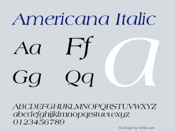 Americana Italic Version 003.001 Font Sample