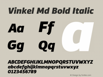 Vinkel Md Bold Italic 1.000 Font Sample