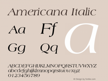 Americana Italic Version 003.001 Font Sample