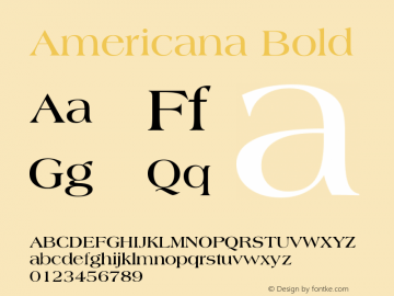 Americana Bold Version 003.001 Font Sample