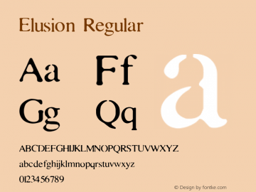 Elusion Regular Version 1.00 2010 Font Sample
