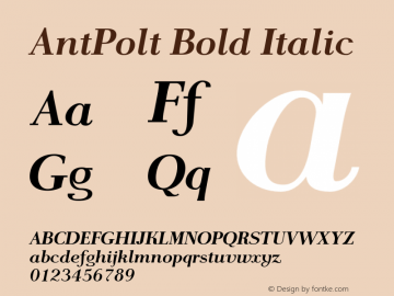 AntPolt Bold Italic Version 1.101;PS 1.101;hotconv 1.0.49;makeotf.lib2.0.14853 Font Sample