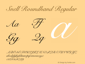 Snell Roundhand Regular 10.0d2e1 Font Sample