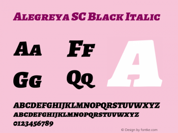 Alegreya SC Black Italic Version 1.003 Font Sample