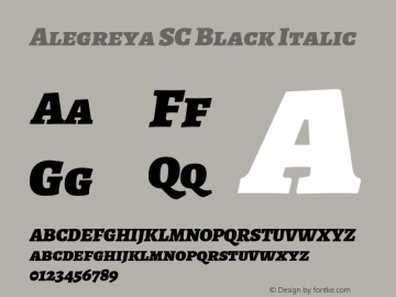Alegreya SC Black Italic Version 1.003 Font Sample