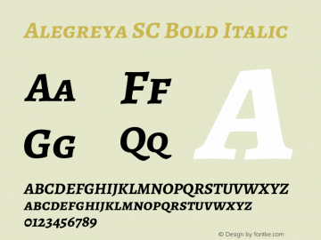 Alegreya SC Bold Italic Version 1.003 Font Sample