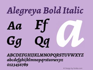 Alegreya Bold Italic Version 1.003图片样张
