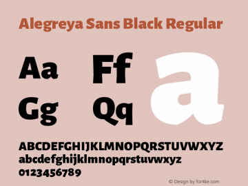 Alegreya Sans Black Regular Version 1.000;PS 001.000;hotconv 1.0.70;makeotf.lib2.5.58329 DEVELOPMENT Font Sample