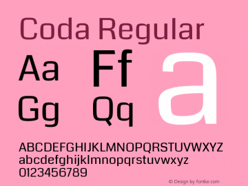 Coda Regular Version 2.000; ttfautohint (v0.8) -r 50 -G 200 -x Font Sample