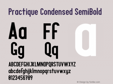 Practique Condensed SemiBold Version 1.000 Font Sample