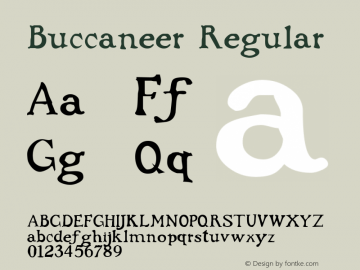 Buccaneer Regular Unknown Font Sample