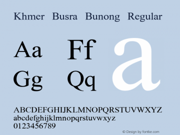 Khmer Busra Bunong Regular Version 5.300; 2010 Font Sample
