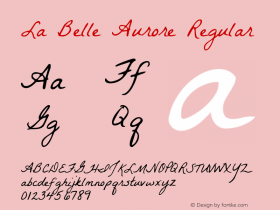 La Belle Aurore Regular Version 1.001 2001 Font Sample