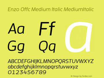 Enzo Offc Medium Italic MediumItalic Version 7.504; 2009; Build 1003图片样张