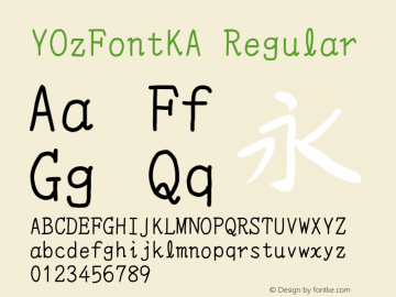 YOzFontKA Regular Version 7.00 Font Sample