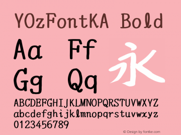 YOzFontKA Bold Version 7.00 Font Sample