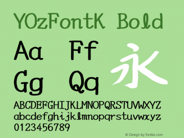 YOzFontK Bold Version 7.00 Font Sample