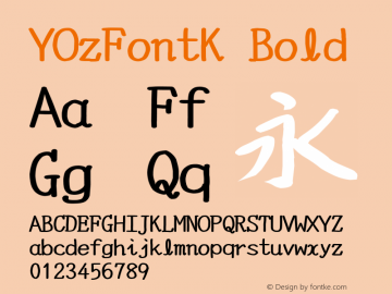 YOzFontK Bold Version 7.00 Font Sample