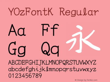 YOzFontK Regular Version 7.00 Font Sample