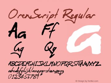 OrenScript Regular Version 1.000 Font Sample