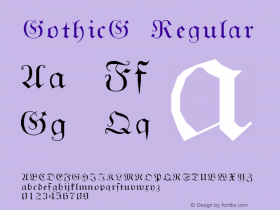 GothicG Regular AutoDesk, Inc., 2.0.0 3/10/97 Font Sample