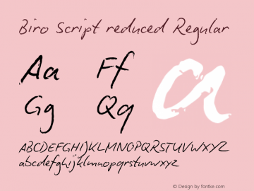 Biro Script reduced Regular Version 4.005 Font Sample