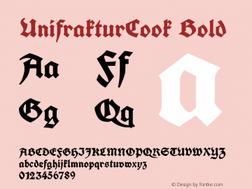 UnifrakturCook Bold Version 2012-07-21 ; ttfautohint (v0.9) Font Sample