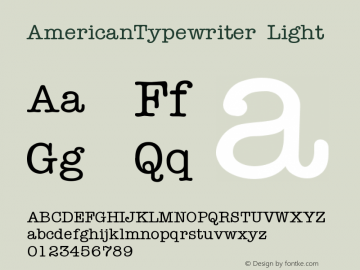 AmericanTypewriter Light Version 001.000图片样张