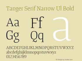 Tanger Serif Narrow Ul Bold Version 1.001 Font Sample