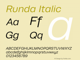 Runda Italic Version 1.000 Font Sample