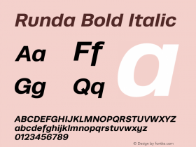 Runda Bold Italic Version 001.000 Font Sample