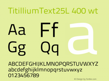 TitilliumText25L 400 wt Version 25.000 Font Sample
