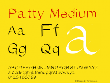 Patty Medium Version 001.000 Font Sample