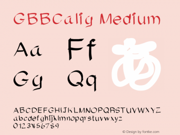 GBBCalig Medium Version 001.000 Font Sample