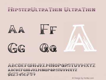 HipsterUltraThin UltraThin Version 001.000 Font Sample