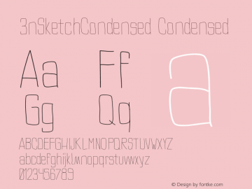3nSketchCondensed Condensed Version 001.000 Font Sample