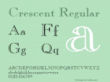 Crescent Regular Font Version 2.6; Converter Version 1.10 Font Sample